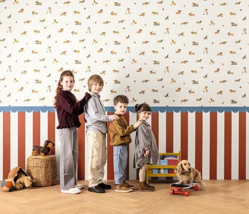 Mural cyrkowe paski Caselio HKC 107720864 Happy Circus Happy Kids Club
