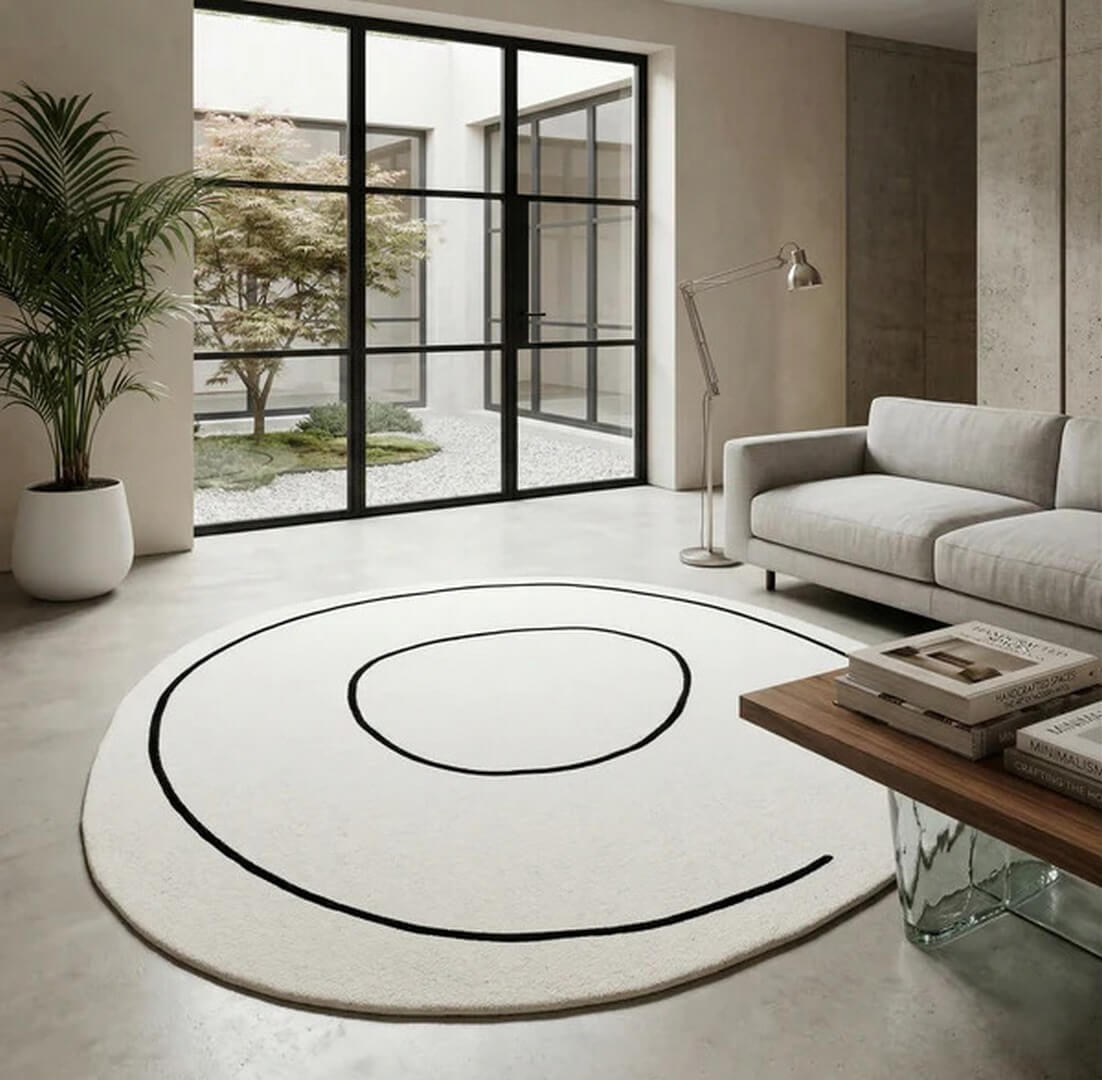 Dywan wełniany okrągły Loop Ivory Round Carpet Decor Fargotex