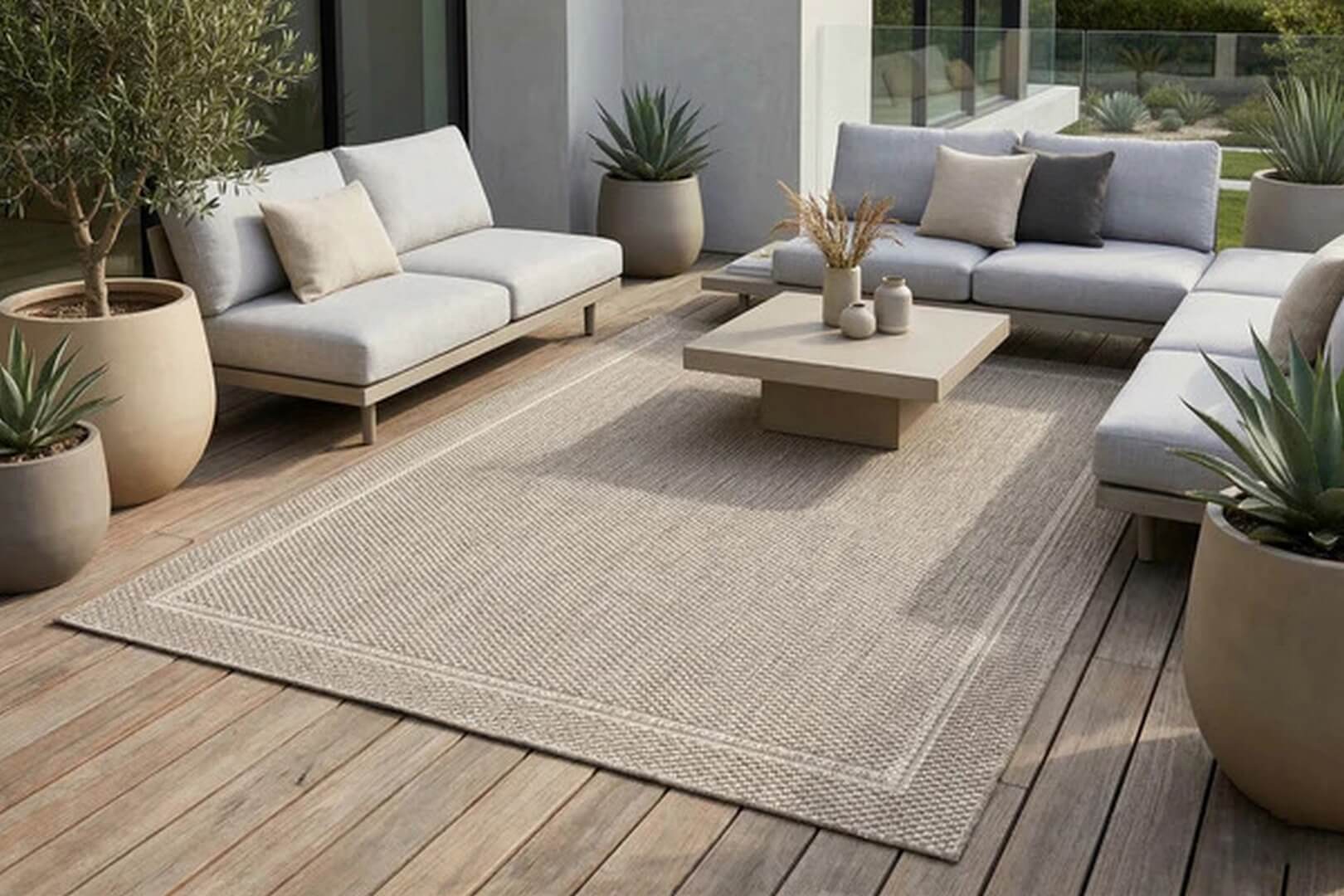 Dywan zewnętrzny Grano Frame Gray Carpet Decor Outdoor/Indoor