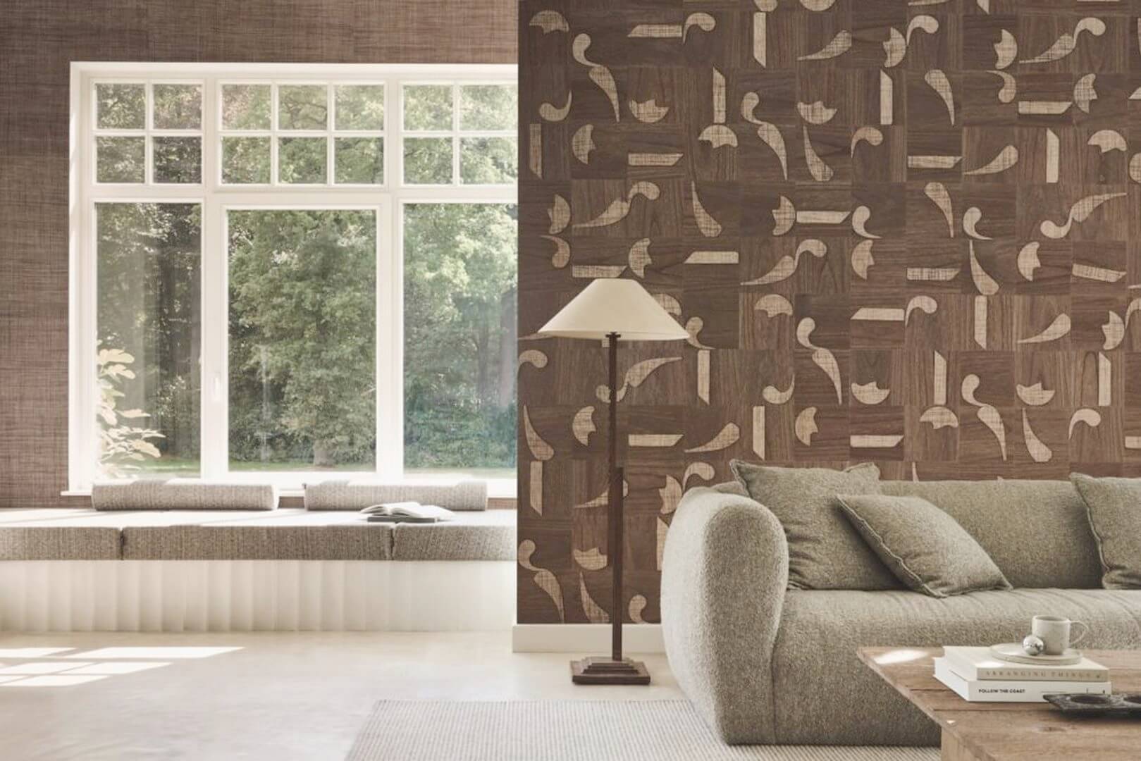 Tapeta naturalna - fornir i rafia Omexco KIM42 Oba Kim Mupangilaï – zestaw 48 płytek