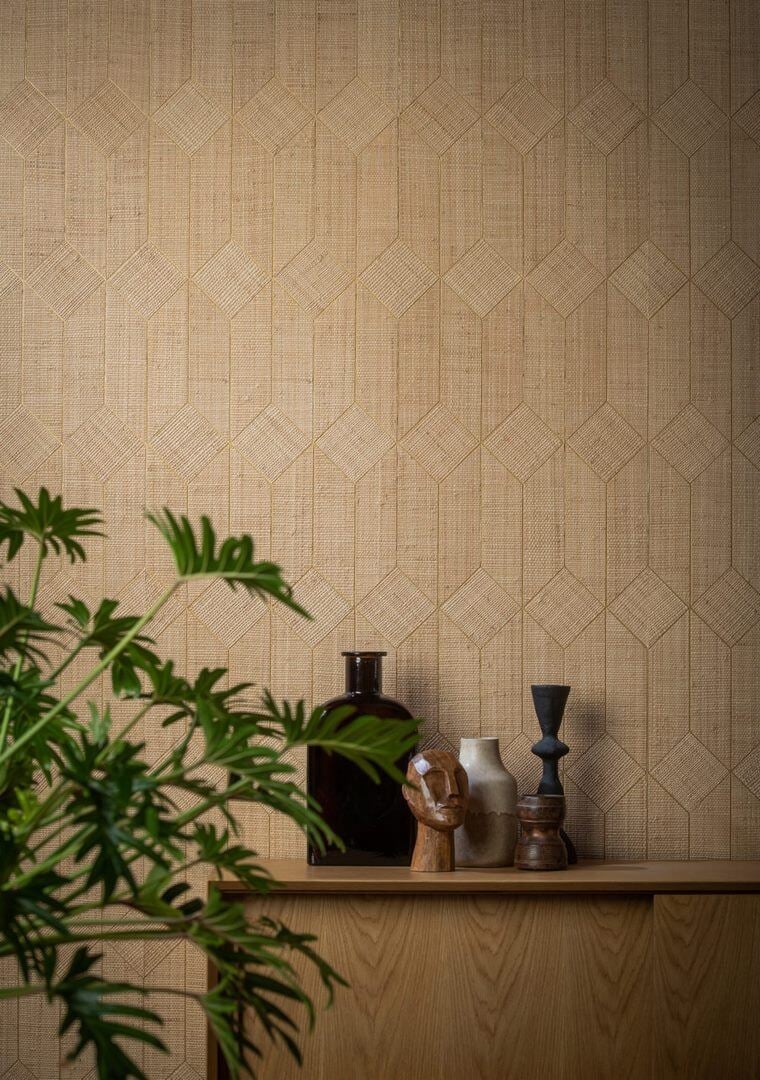 Tapeta włókna rafii - geometryczna Omexco TRU32 Raffia Tribu