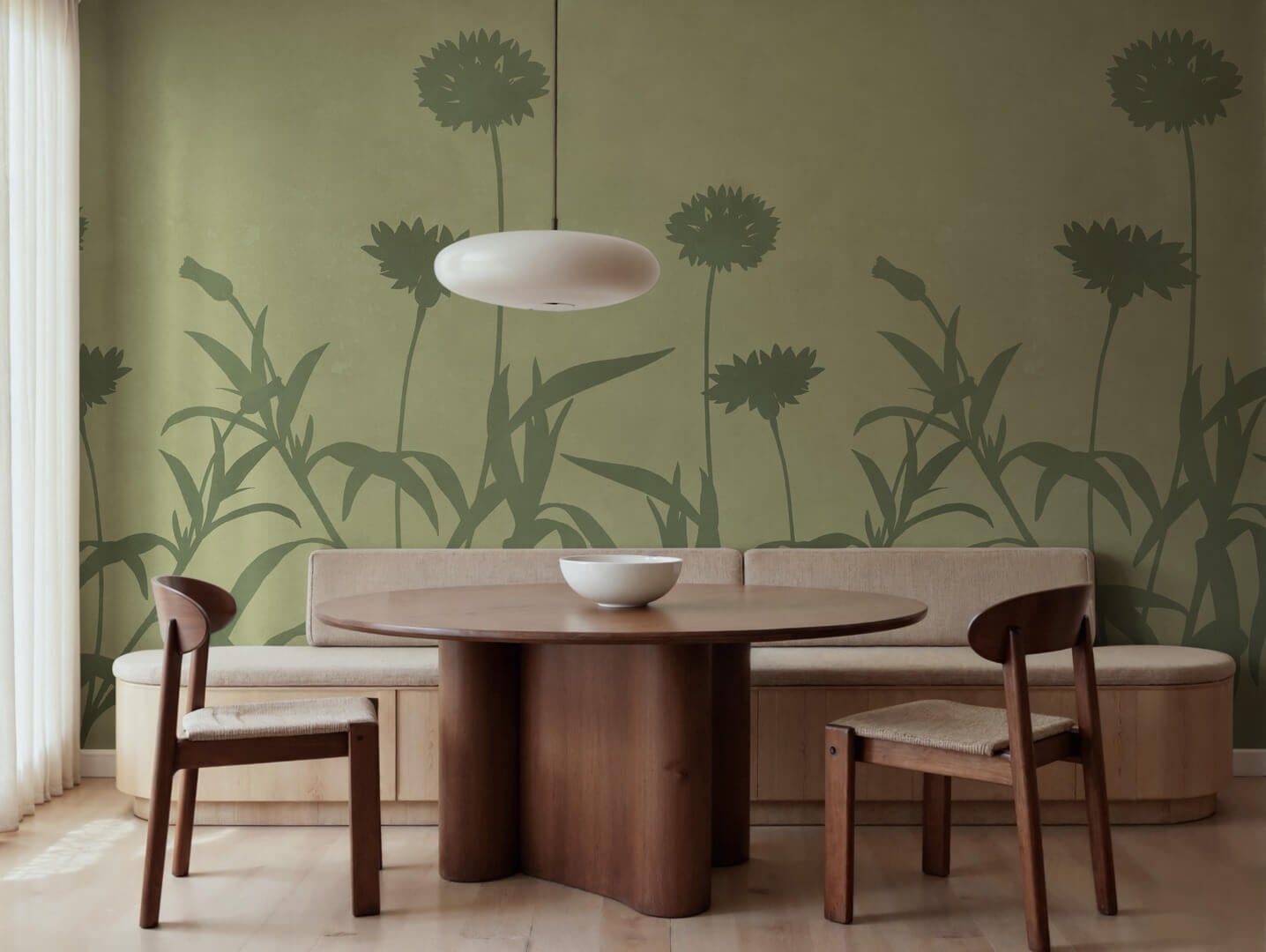 Fototapeta polne kwiaty Rebel Walls R22355 Floral Silhouette Green Hot Pops