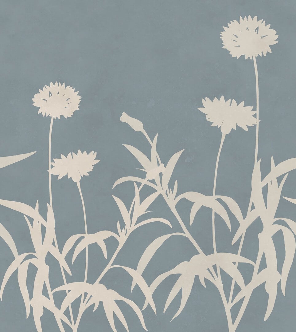 Fototapeta polne kwiaty Rebel Walls R22356 Floral Silhouette Blue Hot Pops