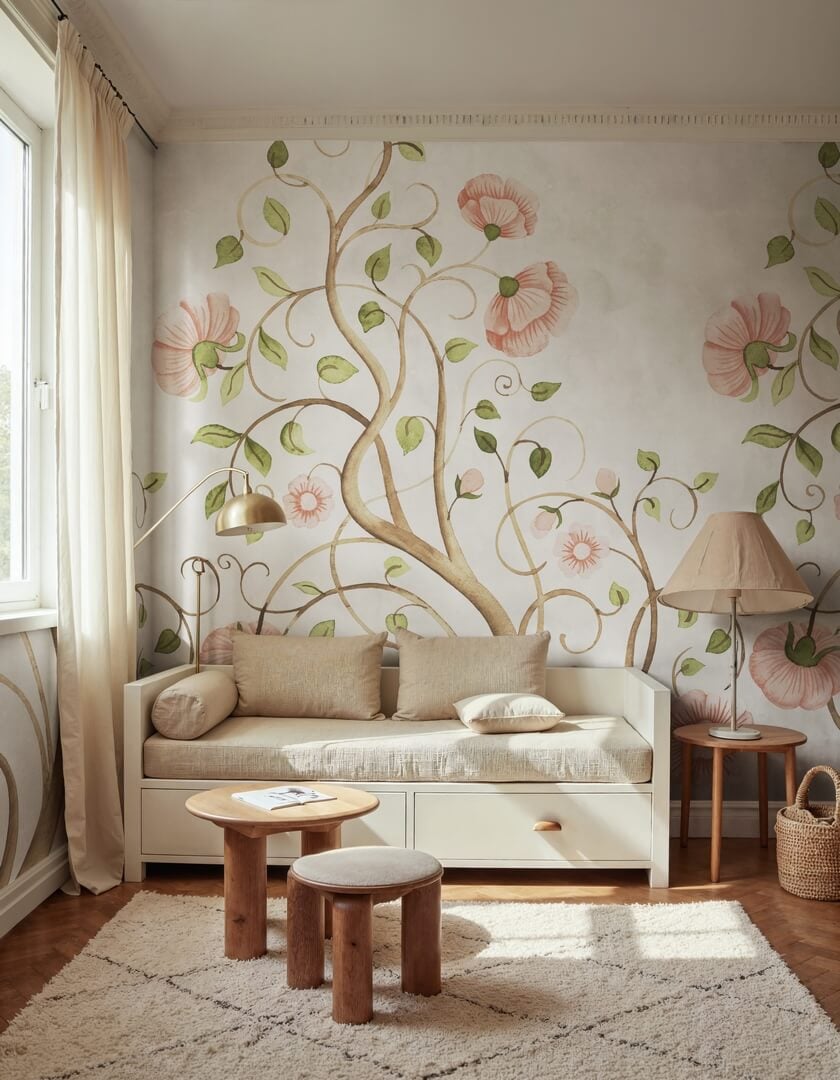 Fototapeta gałęzie i kwiaty Rebel Walls R22370 Big Poem Pink Hot Pops