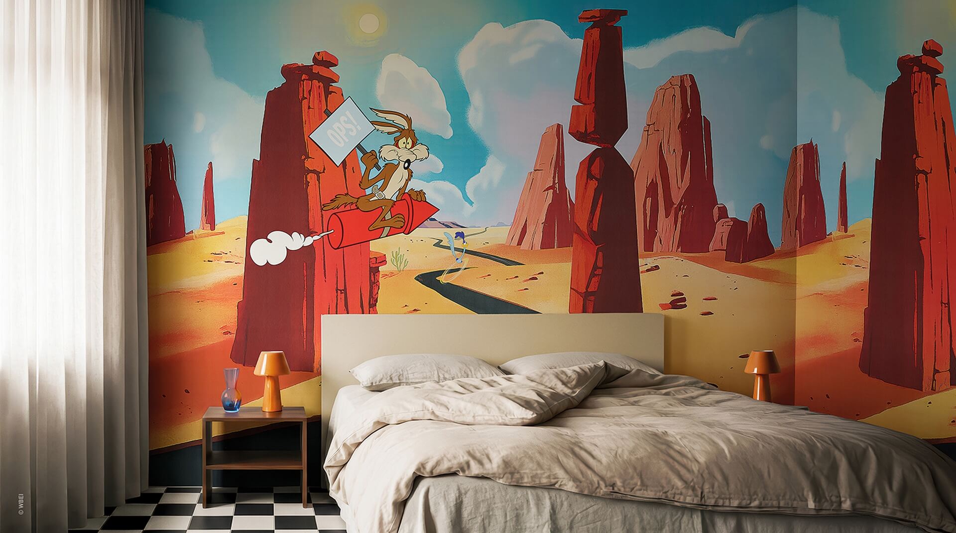 Fototapeta Kojot i Struś Pędziwiatr London Art Looney Tunes WBLT202-2 Warner Bros