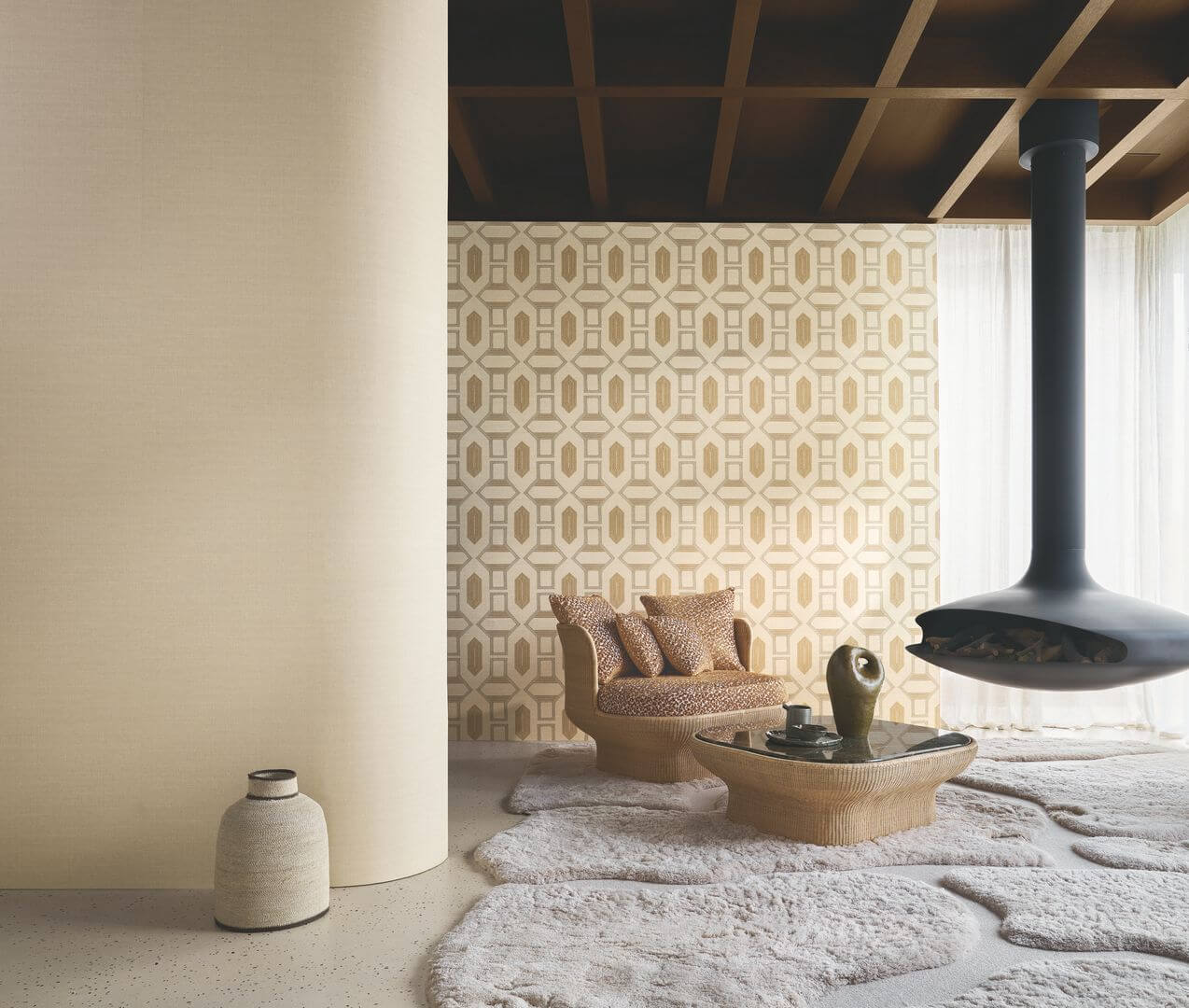Tapeta geometryczna Casamance 78190508 Racines - 100 cm szer.