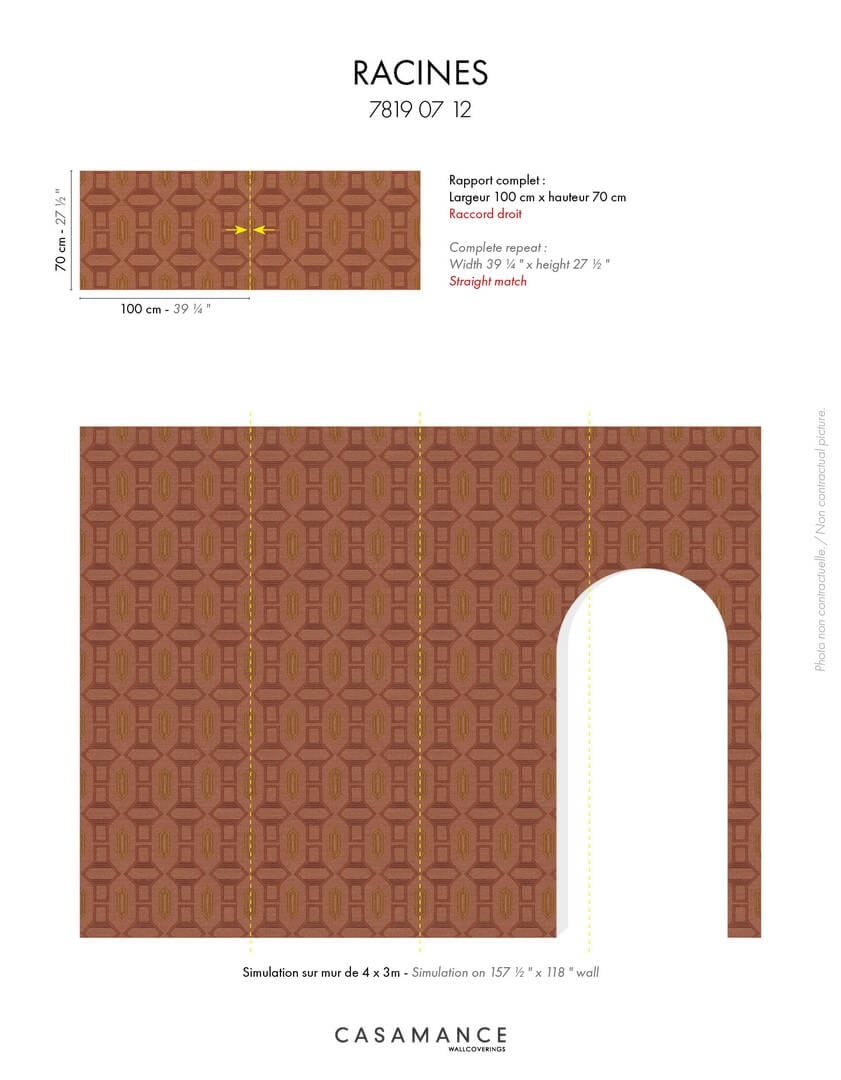 Tapeta geometryczna Casamance 78190712 Racines - 100 cm szer.