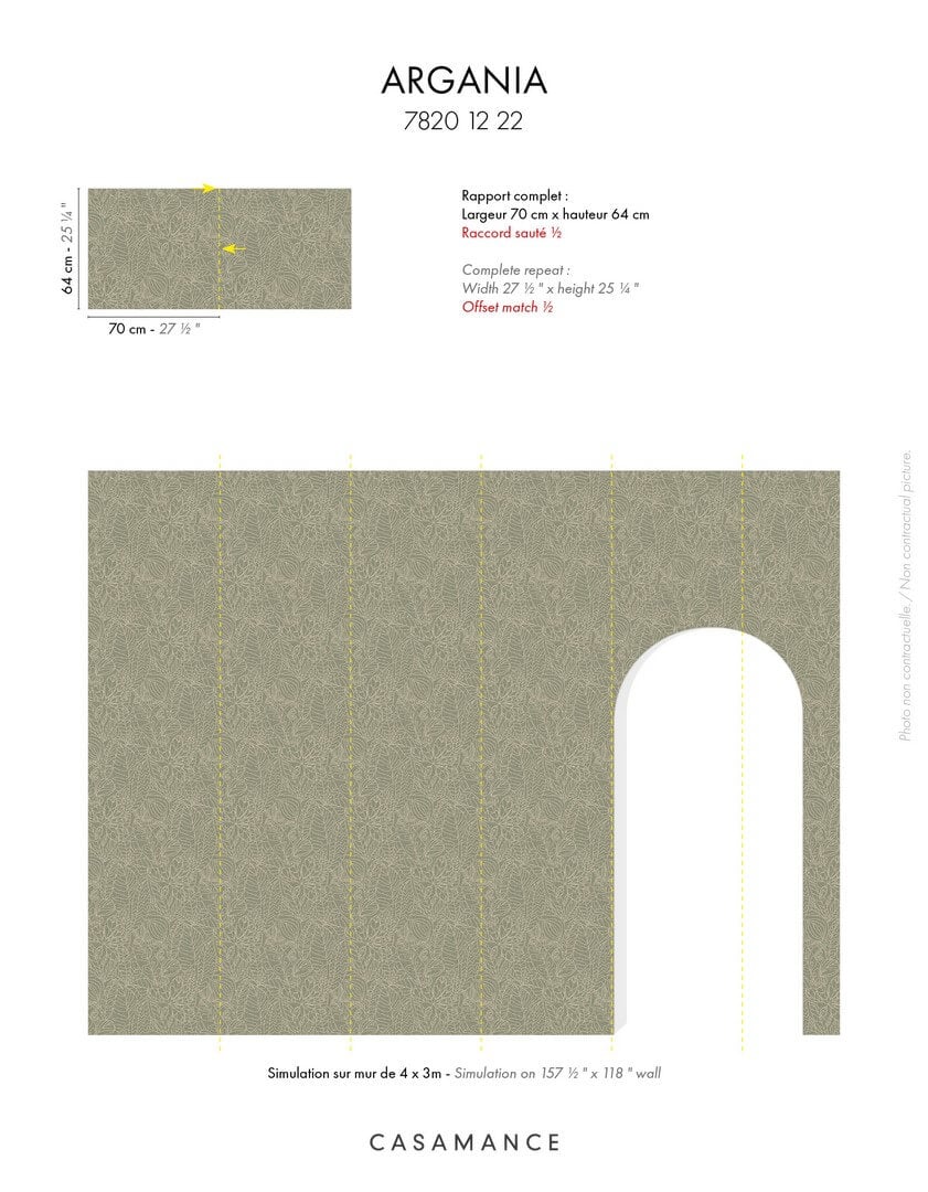 Tapeta haftowane liście Casamance 78201222 Argania Racines