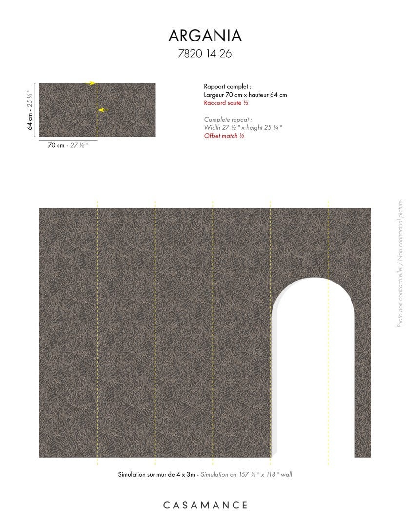 Tapeta haftowane liście Casamance 78201426 Argania Racines