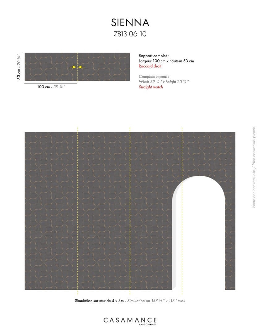 Tapeta geometryczna Casamance 78130610 Sienna Striato - 100 cm szer.