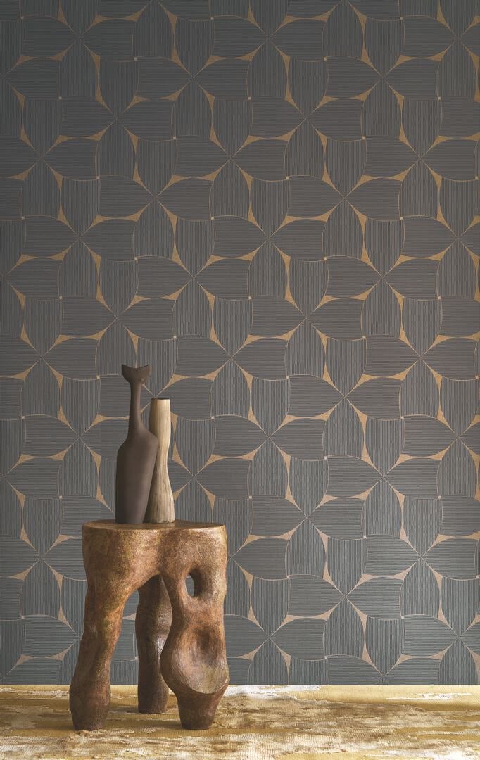 Tapeta geometryczna Casamance 78130610 Sienna Striato - 100 cm szer.