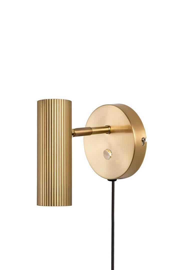 1 szt / 24H Kinkiet złoty Hubble Brushed Brass 433365 Globen Ryflowany