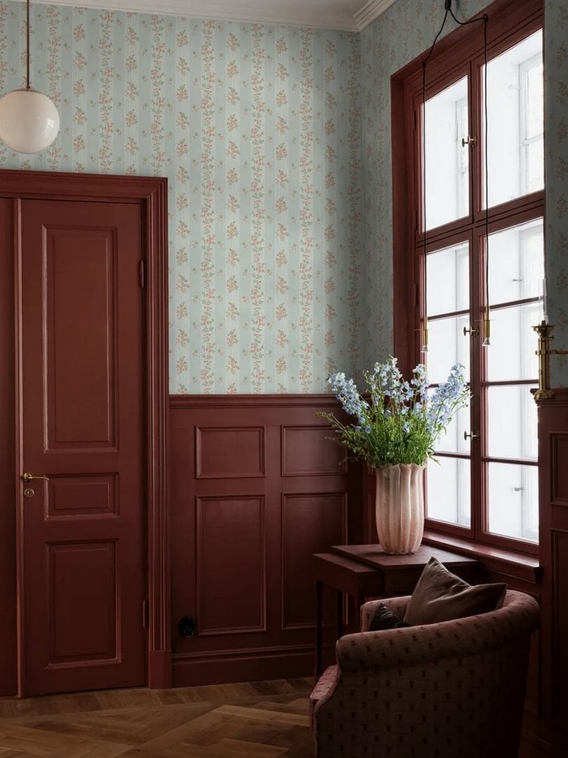 Tapeta kwiaty i pasy Boras Tapeter 9164 Hufvudsta Gard Flowers