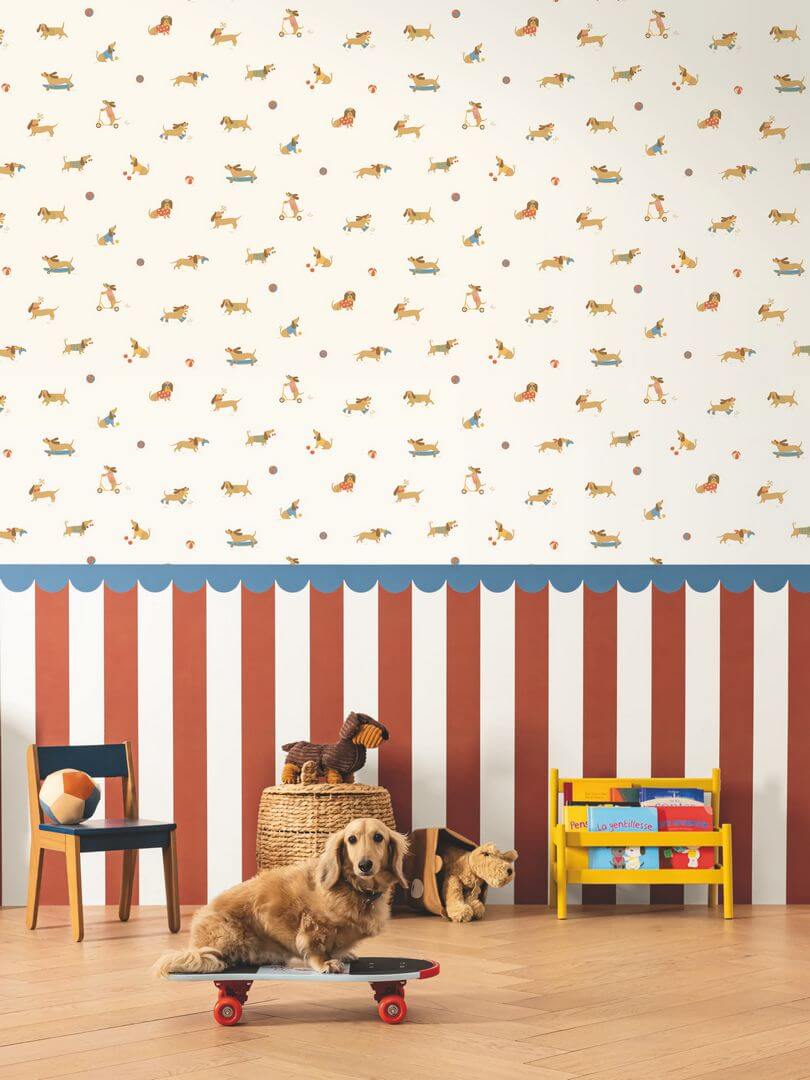 ! WYSYŁKA 24H ! Tapeta jamniki Caselio HKC 107680864 Teckel Happy Kids Club - na stanie 2 rolki