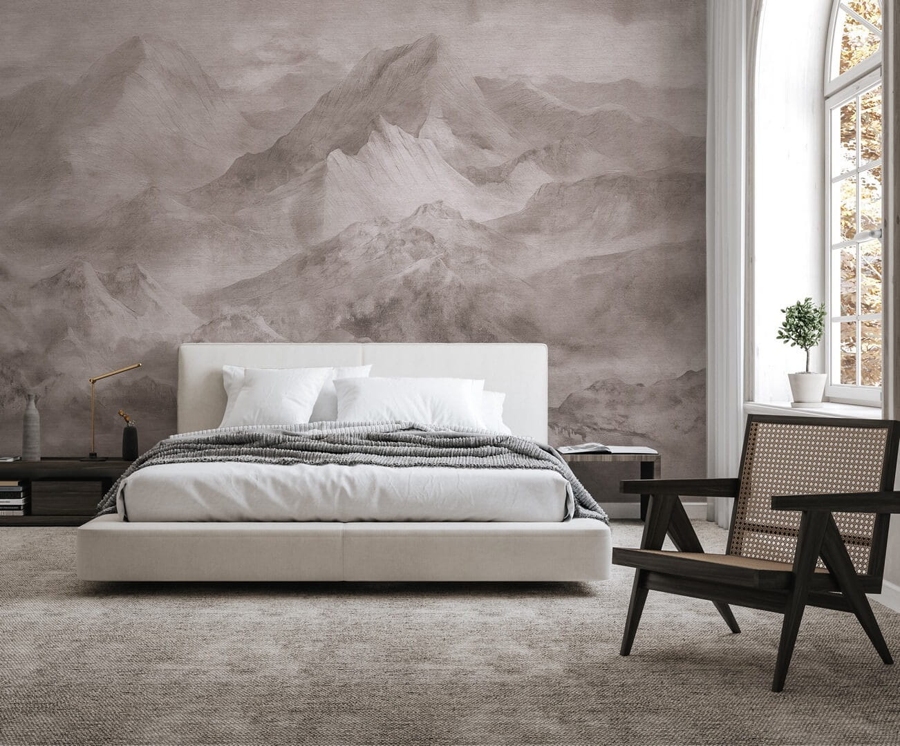 Tapeta do sypialni motyw gór Wall Art Samson Light - tapeta na wymiar 