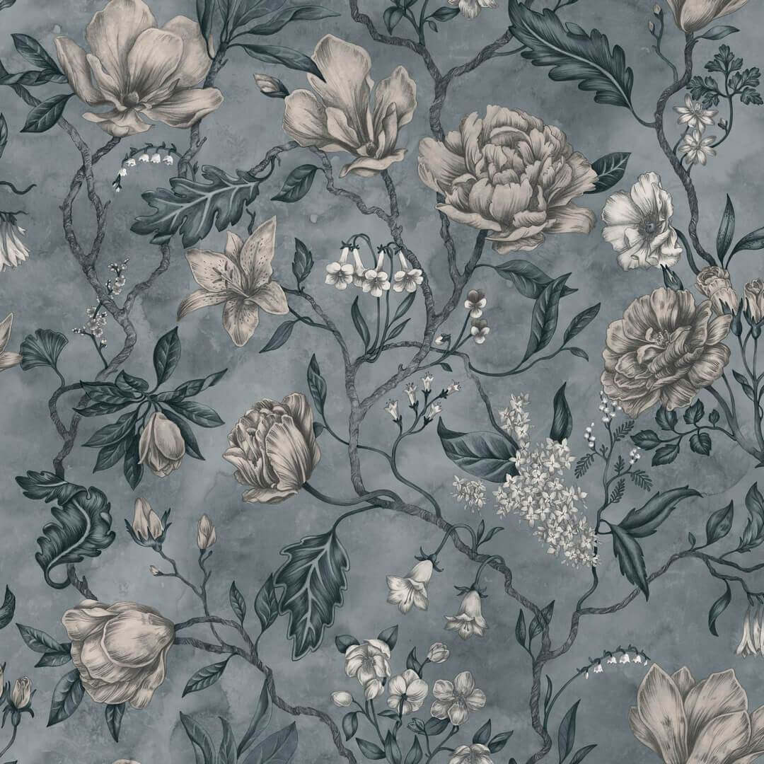 Tapeta kwiatowe pnącza Sandberg 244-56 Linda Misty Blue Kolonin II
