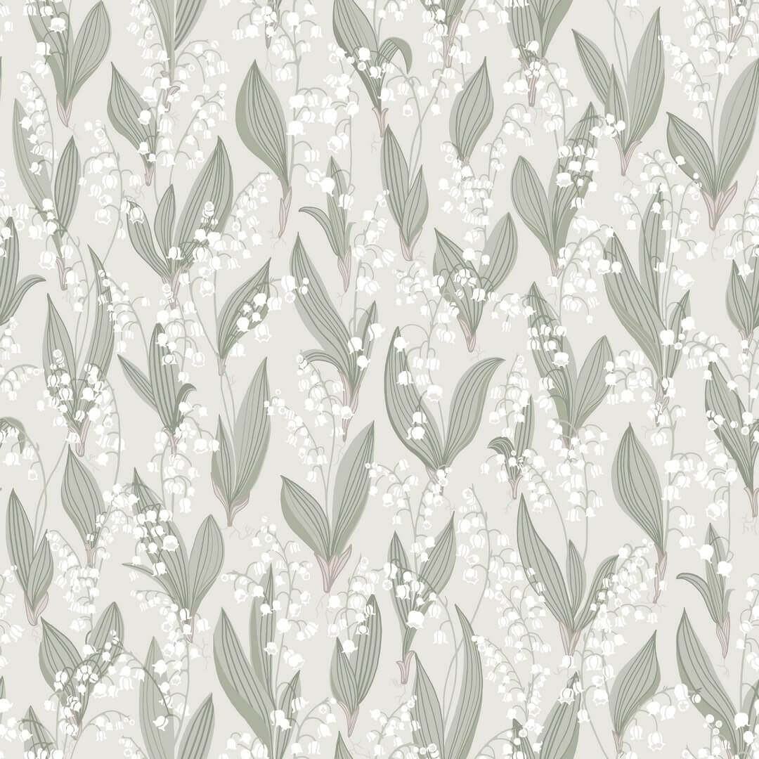 Tapeta kwiaty konwalii Sandberg 479-18 Liljekonvalj Spring Green Kolonin II