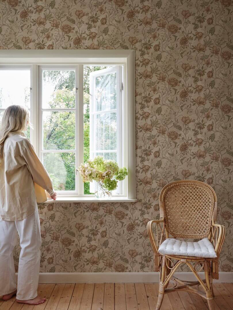 Tapeta kwiatowe pnącza Sandberg S10795 Linda Blush Kolonin II
