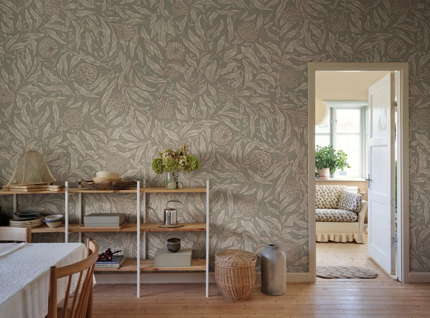 Fototapeta roślinna Sandberg S10765 Olof Mural Sage Green Kolonin II