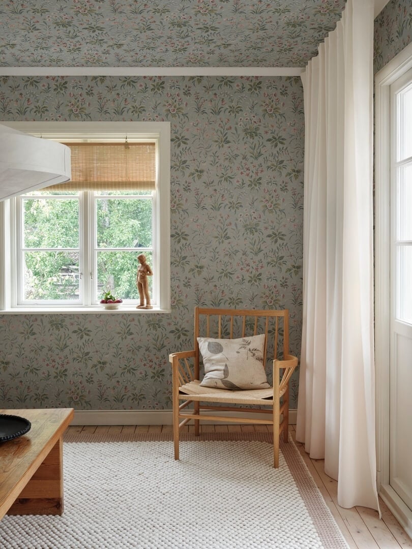 Fototapeta kwiaty i liście Sandberg S10905 Ania Misty Blue Kolonin II