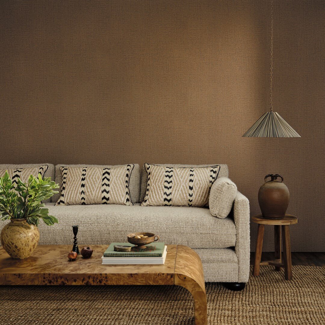 Tapeta imitująca płótno z rafii Romo W496/02 Neri Raffia Textured Wallcoverings II