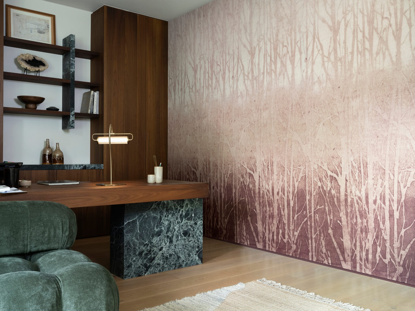 Mural tekstylny sylwetki drzew Arte 32371 Arbor Ombre