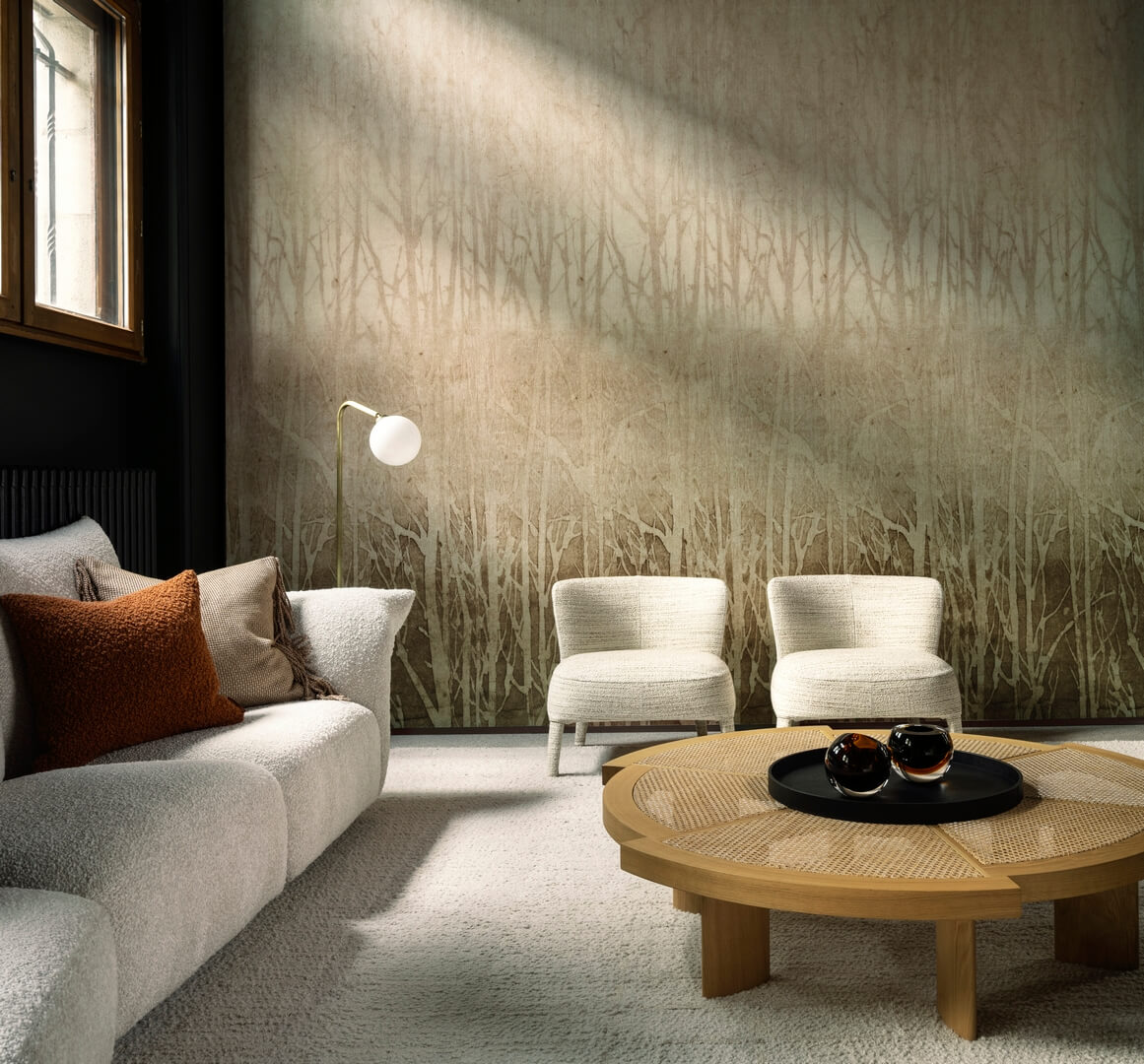 Mural tekstylny sylwetki drzew Arte 32372 Arbor Ombre