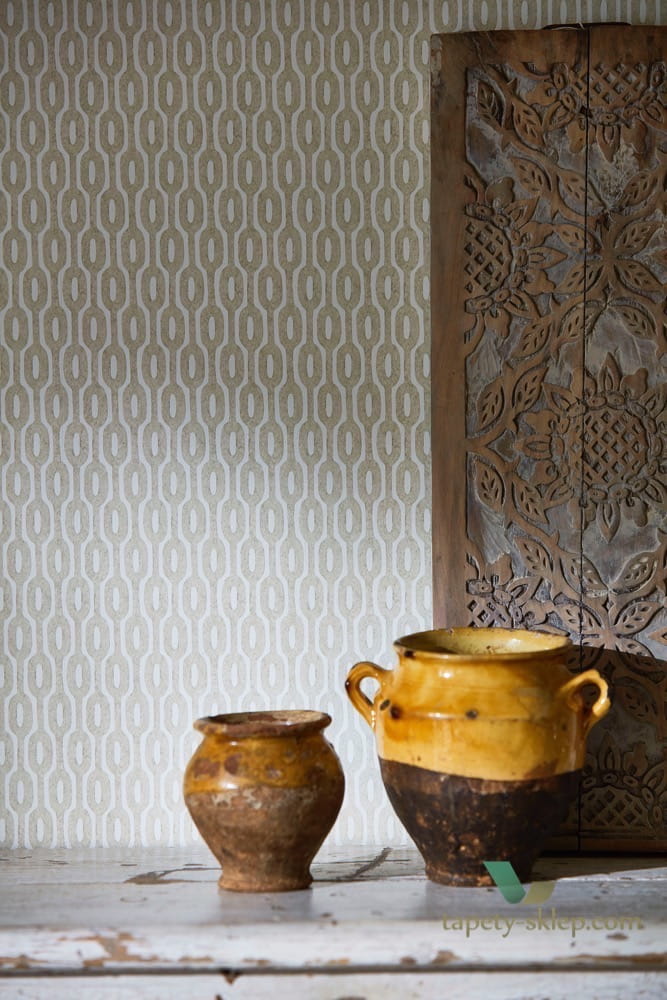 Tapeta geometryczna retro Sanderson 216368 The Potting Room