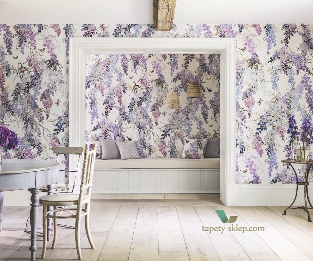 Mural kwiaty Wisteria Falls Sanderson 216296 Panel A Waterperry