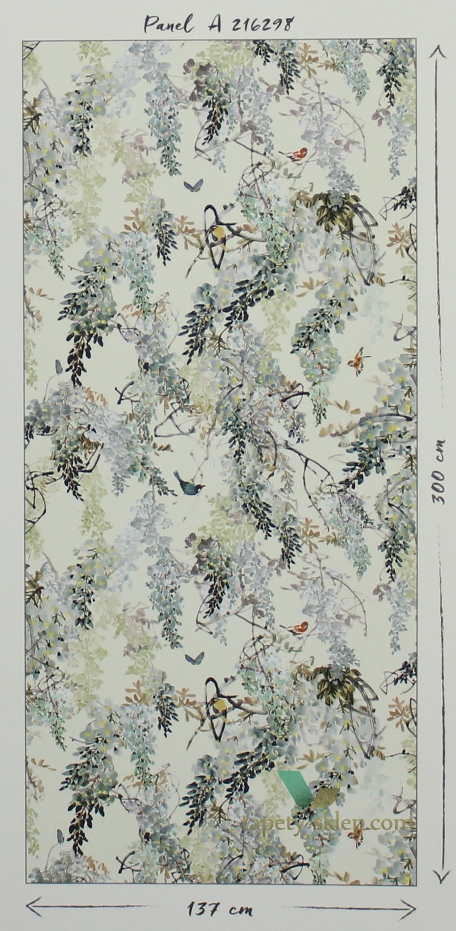 Mural kwiaty Wisteria Falls Sanderson 216298 Panel A Waterperry