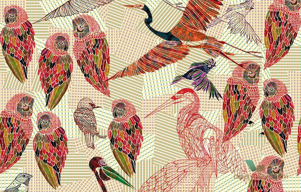 Fototapeta Wall&Deco Pencil birds WDPB1601 Contemporary 2016