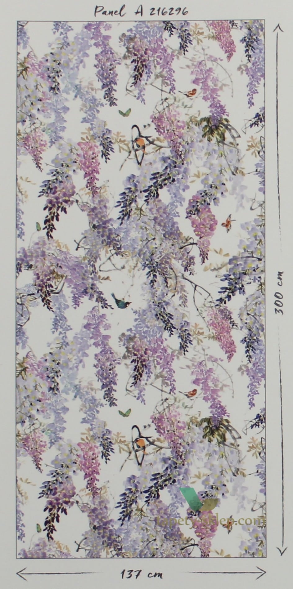 Mural kwiaty Wisteria Falls Sanderson 216296 Panel A Waterperry