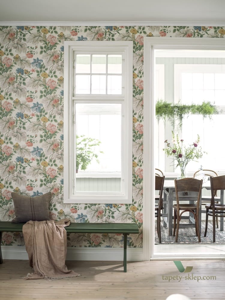 Tapeta roślinna w stylu vintage Boras 7235 Carnation Garden In Bloom